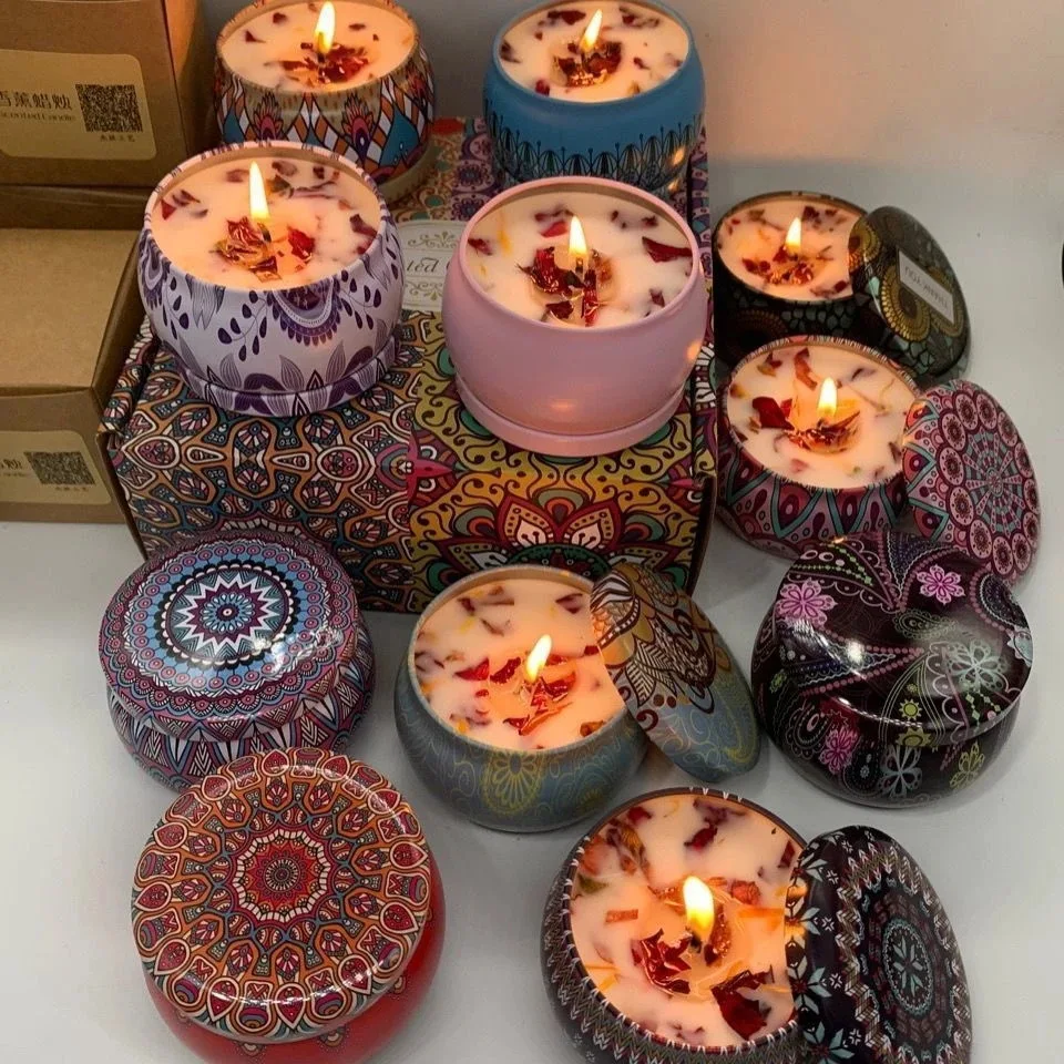 Home Fragrance Can 100g Soy Wax Scented Candles Parties Thanksgiving Aromatherapy Massage Tinplate Aluminum Candle Sticks