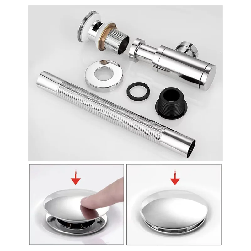Brass Bottle  drain Trap wash basin Siphon Bathroom Vanity Basin Pipe Waste With Pop Up Drain