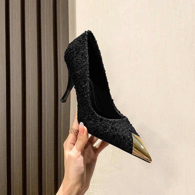 2022 Hot Sell High Heel Shoes Sexy Fashion Woman Ladies Black Thin Heels Pumps