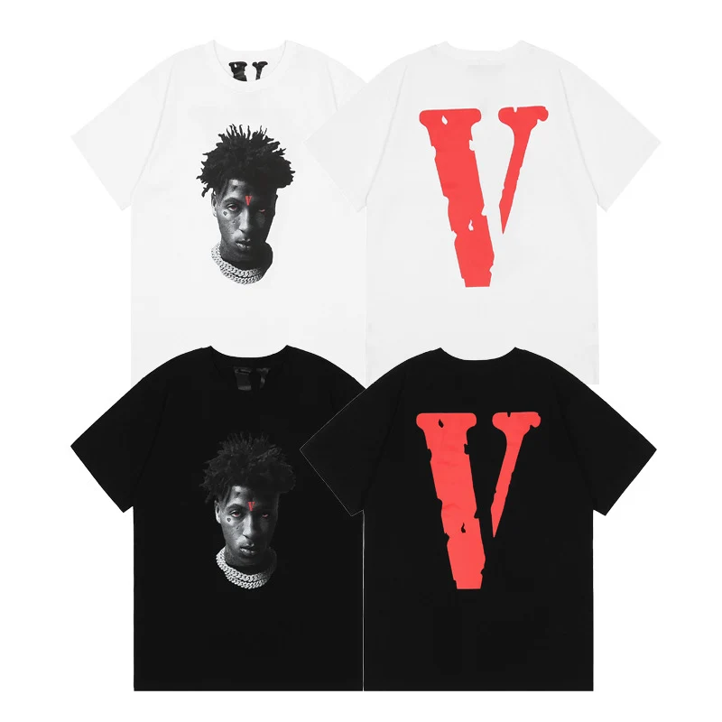 
V LONE Shirts Street Fashion Brand With Big V Printing Hip-hop Short-Sleeved T-shirt Juice Wrld T Shirts 