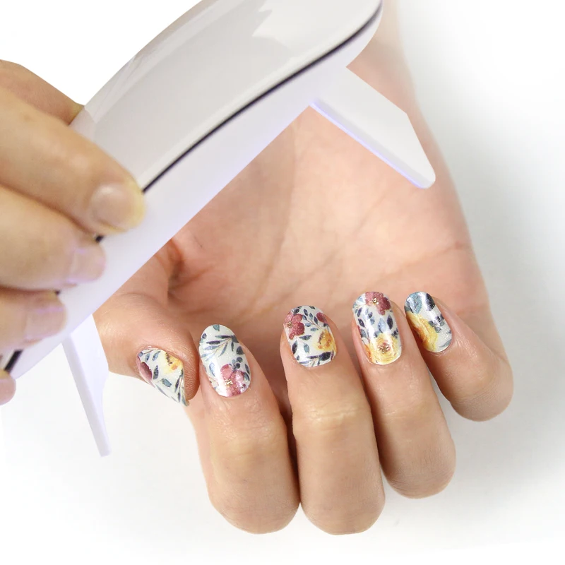 Latest Korean style new gel nail sticker with UV lamp semi cured gel nail wraps