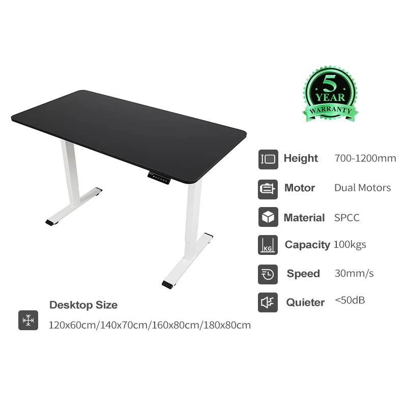 Electric Adjustable Height Sit Stand Desk Lift Office Table Height Adjustable Standing Computer Desk Frame for Home Office Work
