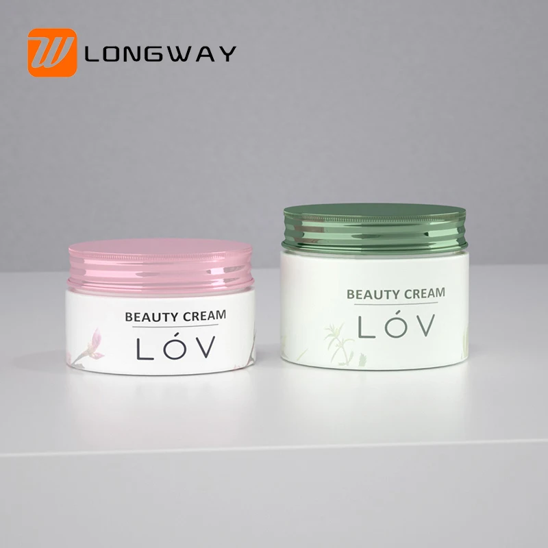
cosmetic packaging cream container 50g 250g plastic food PET jar with screw aluminum lid cap 