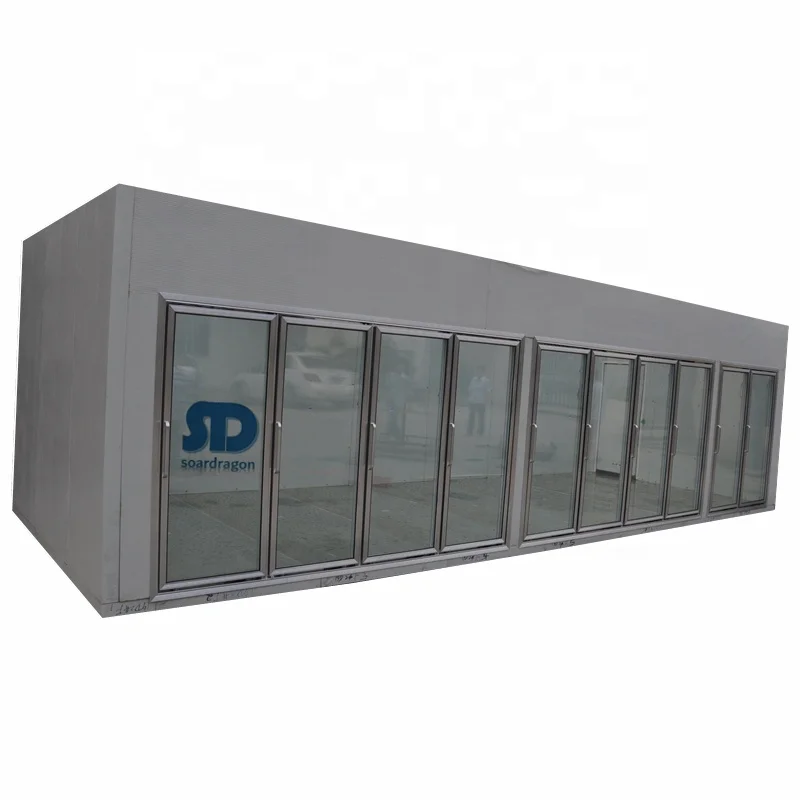 Soardragon glass door freezer storage cold room for frozen food with shelves / walk-in cooler