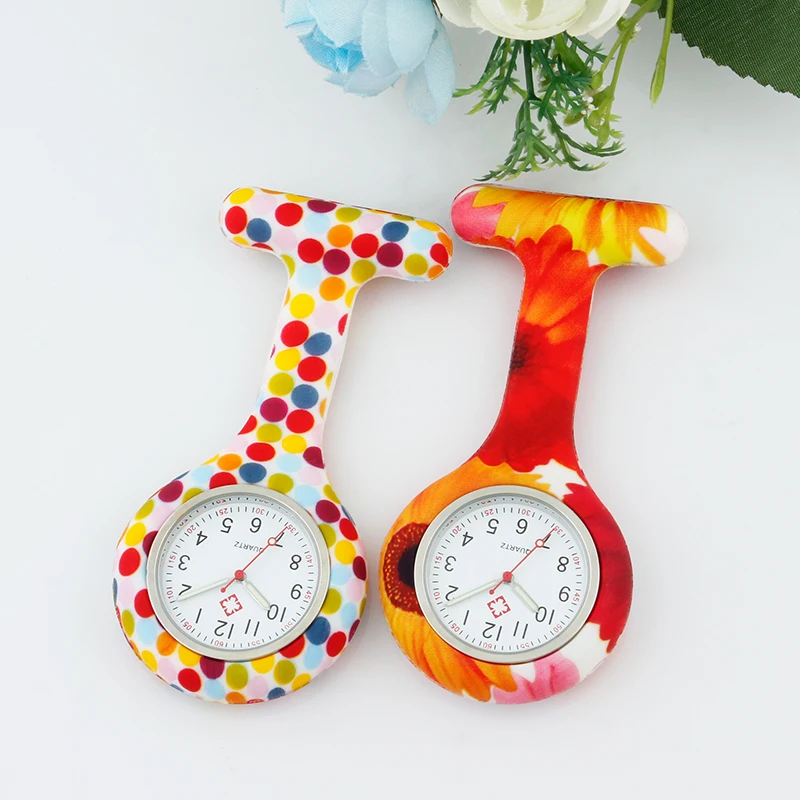 High-Quality Japan Original PC21J Quartz Nurses Watches Eco-friendly Printed Flowers Silicone Custom Logo Printing Wholesale