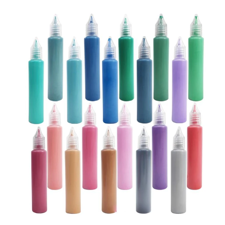 3D Textile Paint Set Customized 12 24 36 48 Colors Sticker OEM Box Logo Time Fabric Packing Plastic Material 3D Fabric Paint