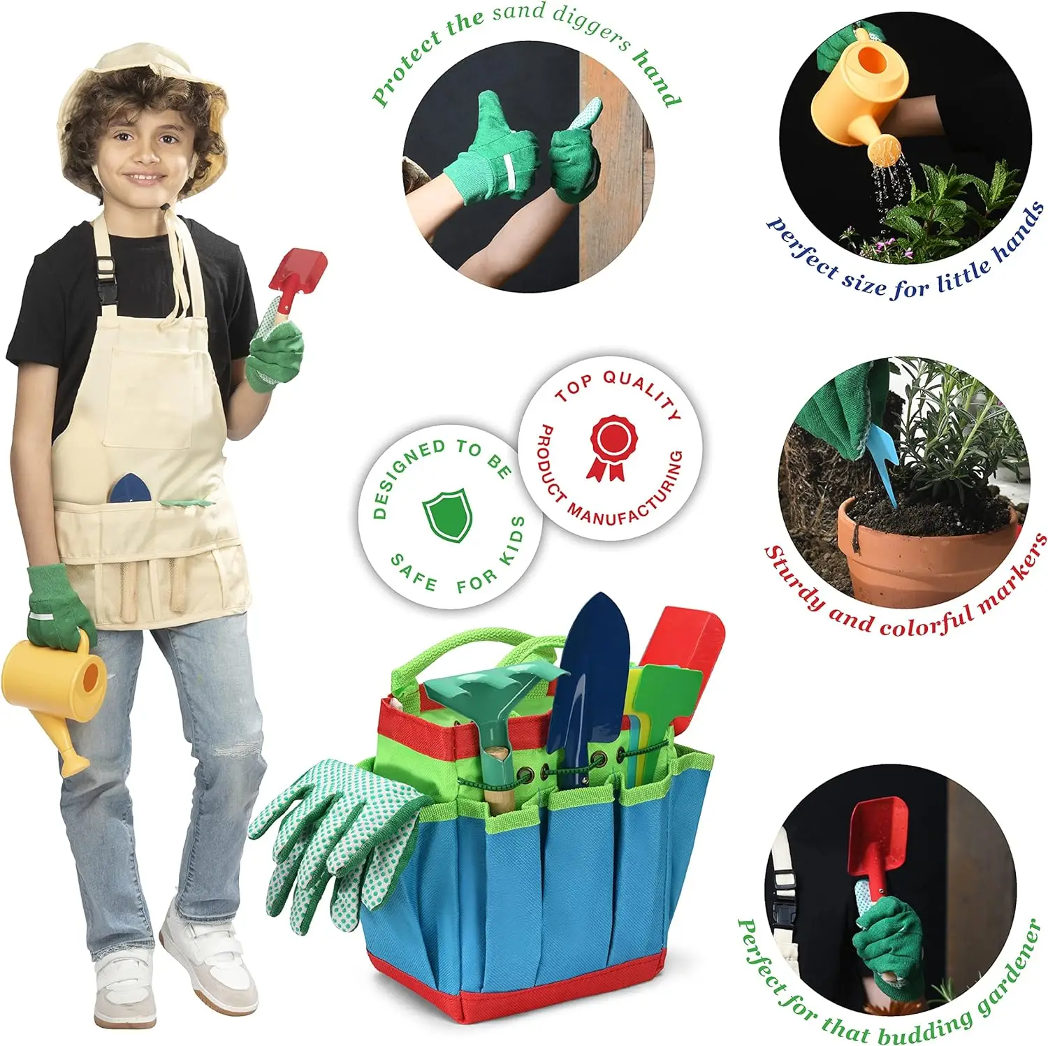 kids garden tools set hand tools and equipment kit with kids apron gloves shovel fork rake mini garden Kids Garden Toy