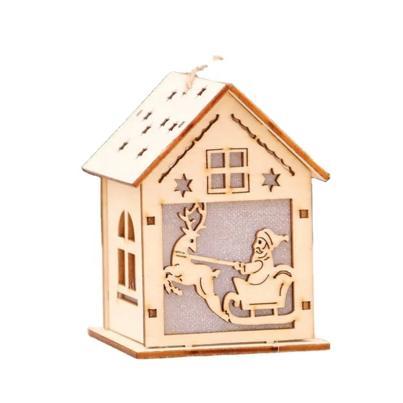 Рождественские елочные украшения светящийся деревянный дом DIY Снежный дом декор украшения Новогодний подарок украшение окна Счастливого Рождества
