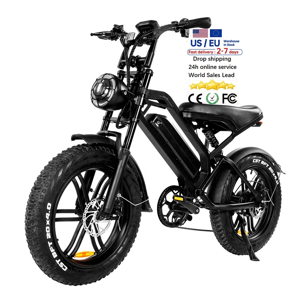 USA EU UK warehouse Fashion e-bike 20inch fat tire electric bike 250W/500W/1000w electric bicycle e bike Long Range Fatbike