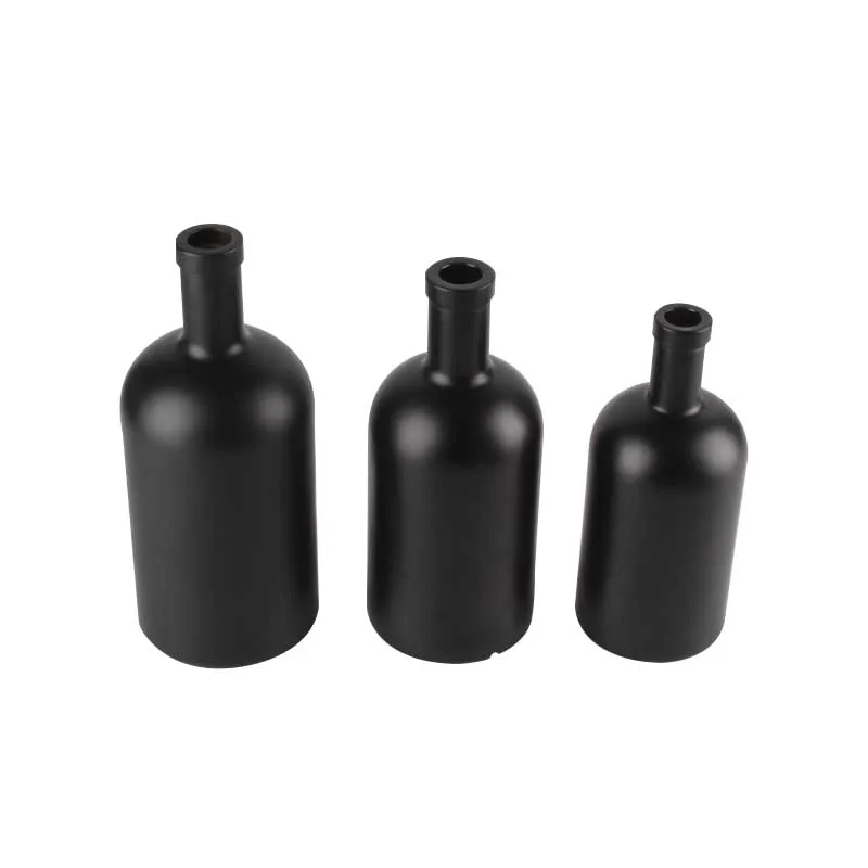 Matte Black Empty Liquor Bottle 500ml 750ml Nordic Gin Whiskey Vodka Spirit Glass Bottle 1000ml for Liquor Rum