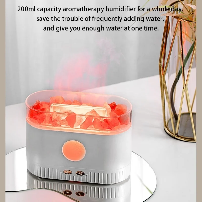 2024 New Product Himalayan Crystal Salt Lava Aroma Humidifier 7 Colors LED Fire Flame Aromatherapy Essential Oil Diffuser,