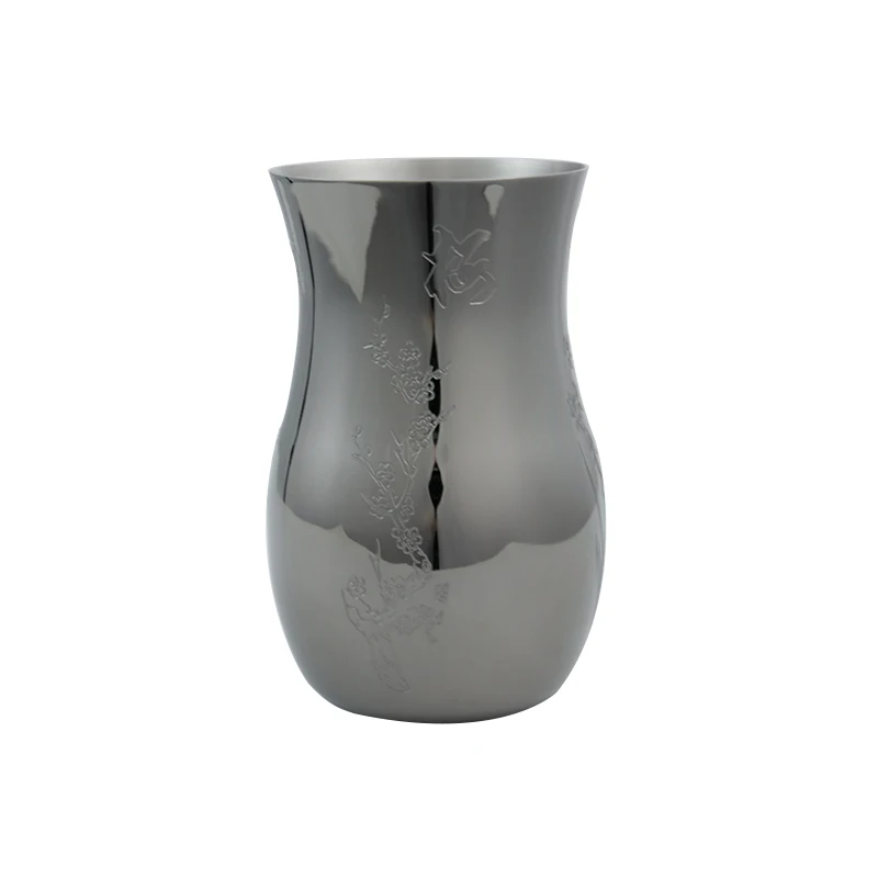 304 Stainless Steel 550ml Wine Decanter Unique Embossed Rotatable Metal Wine Glass Decanter High Quality New Design