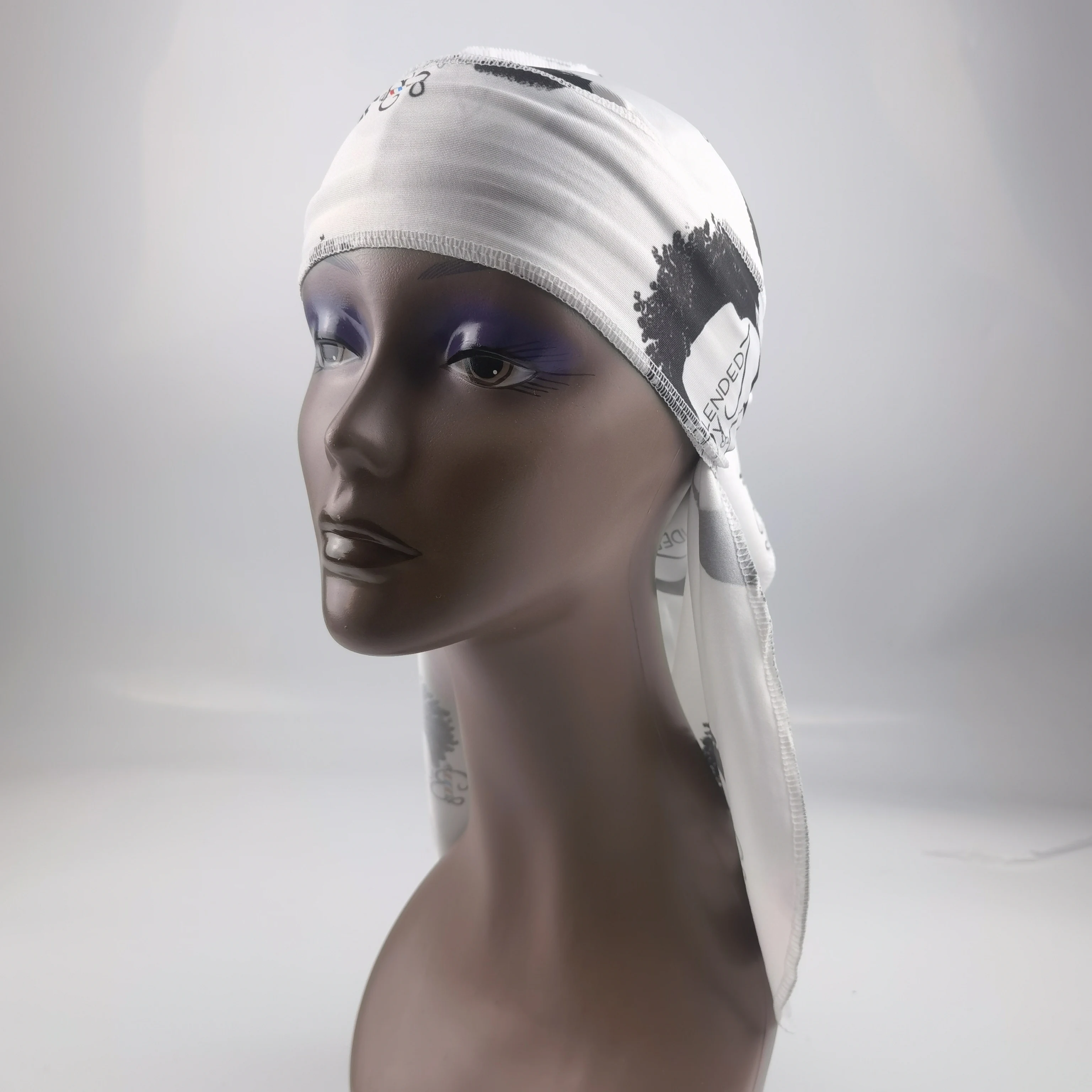 Оптовая продажа, шелковистые дизайнерские бархатные банданы под заказ Durag, прочные мужские головные повязки