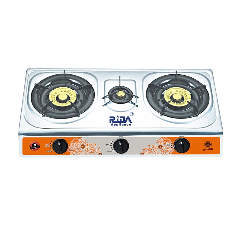 Kitchen household infrared portable stainless steel panel gas stove 3 burner price in india dubai africa