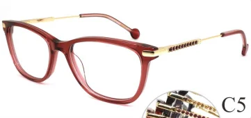 Hot Sale High Quality Acetate+Metal Optical Glasses Frame Retro Style Black Gold for Male Female Prescription Eyeglasses
