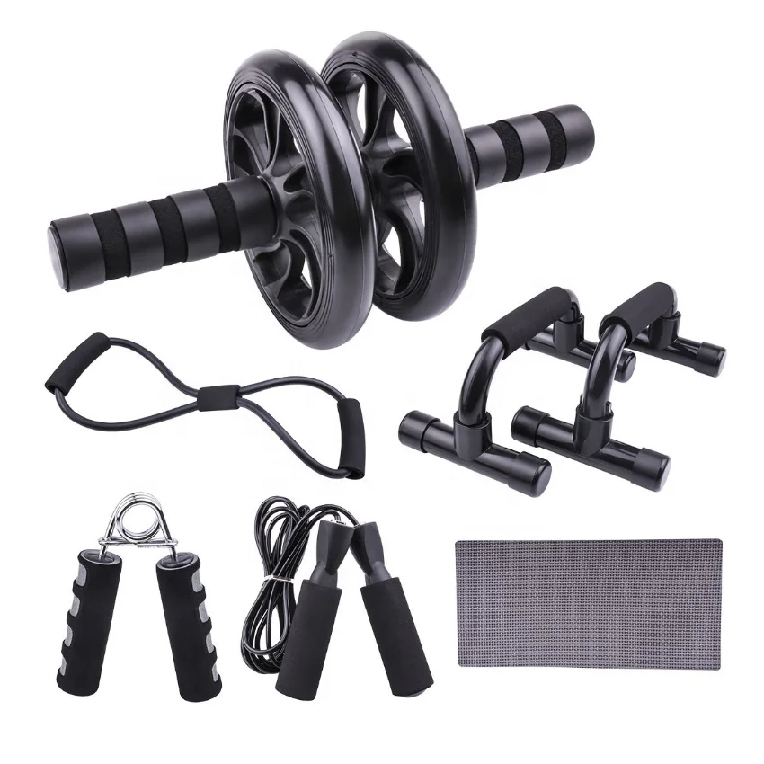 
6-In-1 AB Wheel Roller Set Push-up Bars 7pcs Set Home Gym Use Workout Equipment 