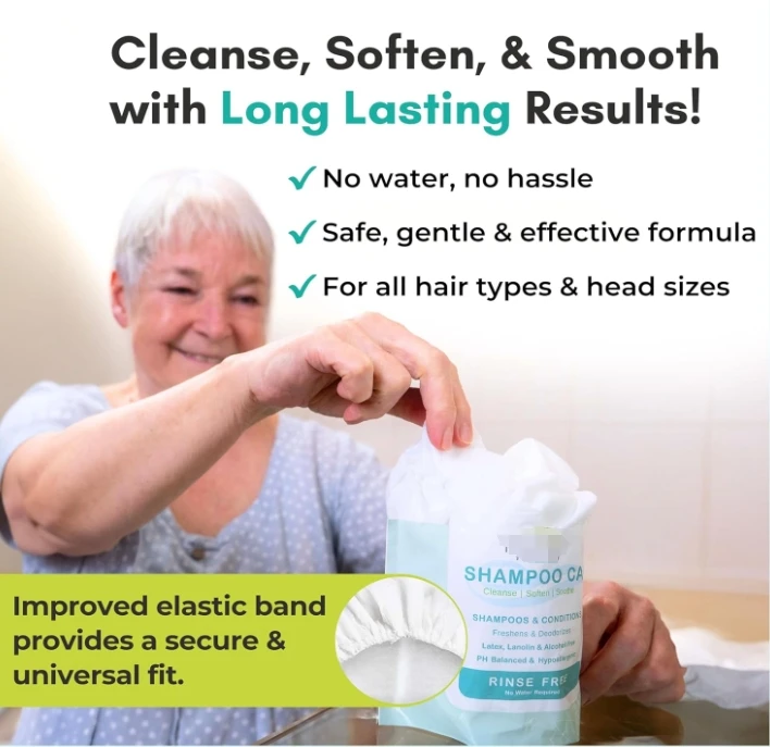 Disposable No Water Shower Caps Waterless Shampoo Dry Hair Wash Rinse Free Shampoo Cap for bedridden patients