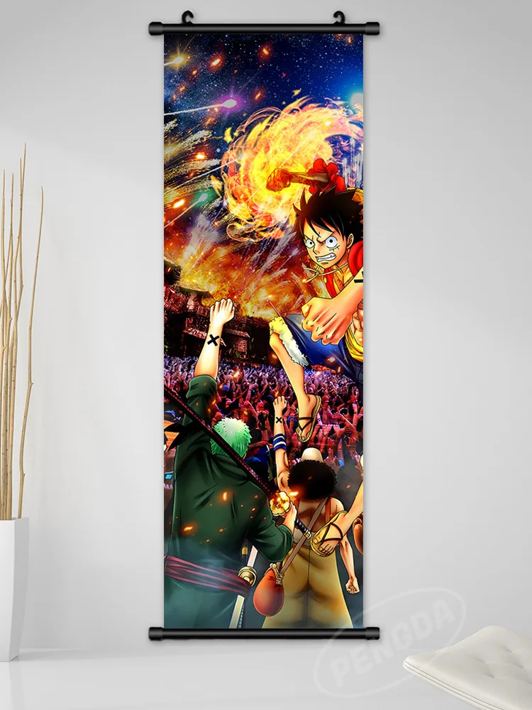 25x75CM Premium quality straw hat pirates art painting cool Luffy One pieces hanging poster