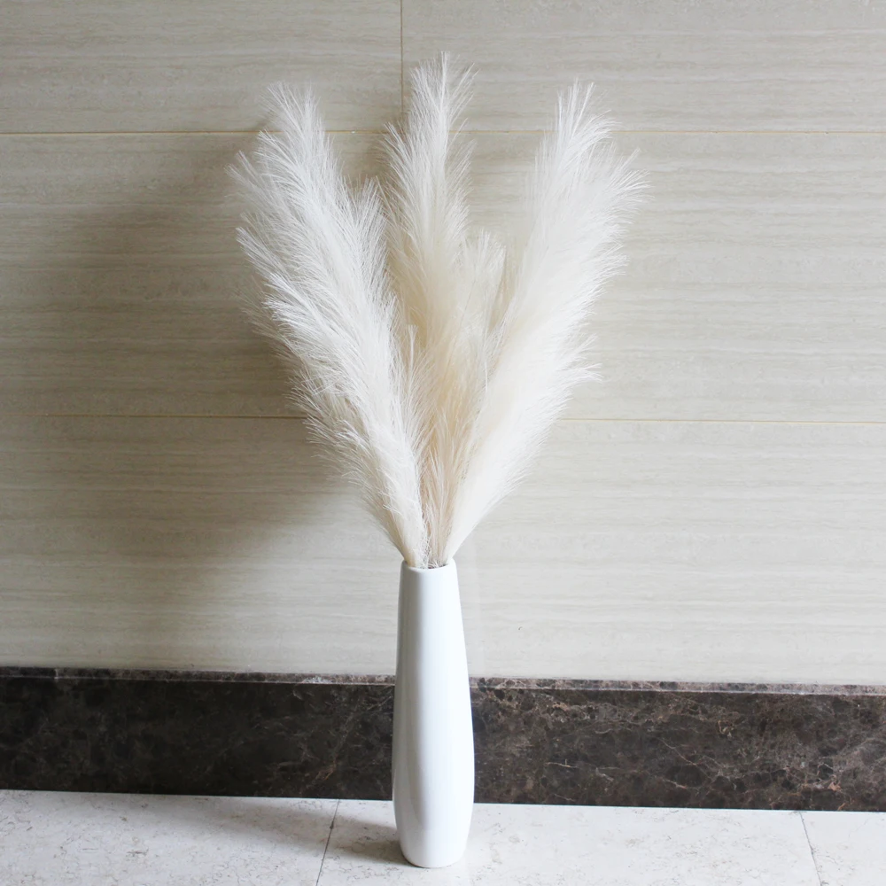 OEM Factory Wholesale Custom Top Flower Arrangement Decor Artificial Color White Large Fluffy Pampas Grass Large