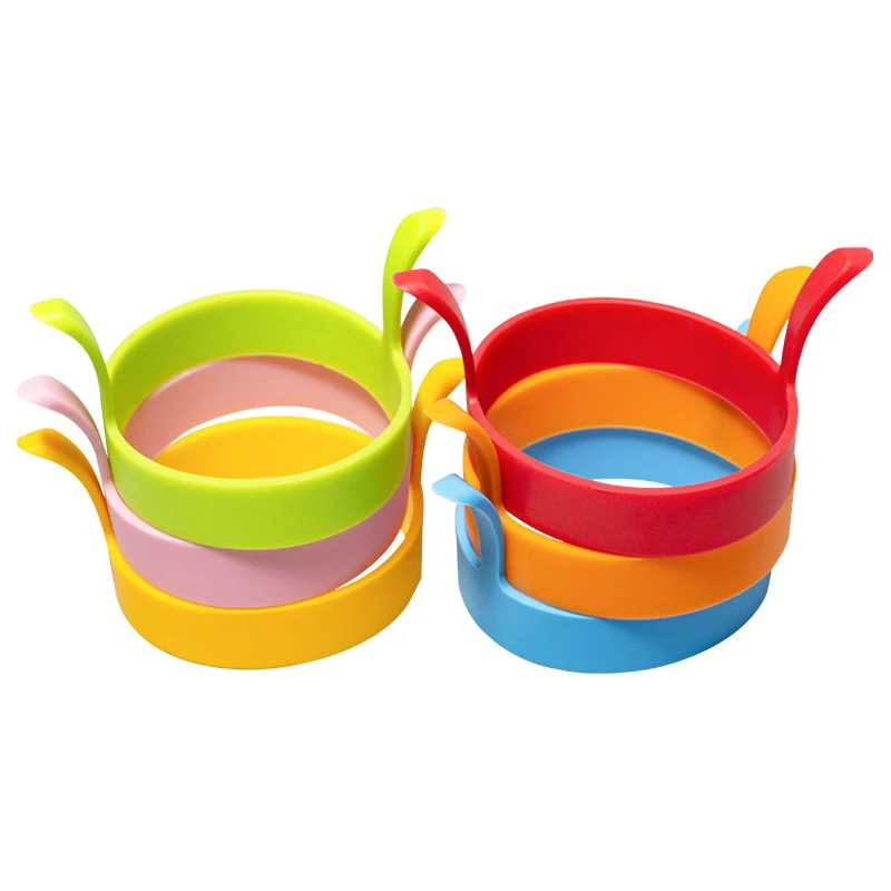 Round silica gel egg frying machine Silicon cake model omelette ring Kitchen round two-ear solid color silicone mold