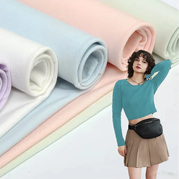 Factory supply knitted fabric cotton single jersey stocklot  95 cotton 5 spandex stretchy jersey fabric for garment