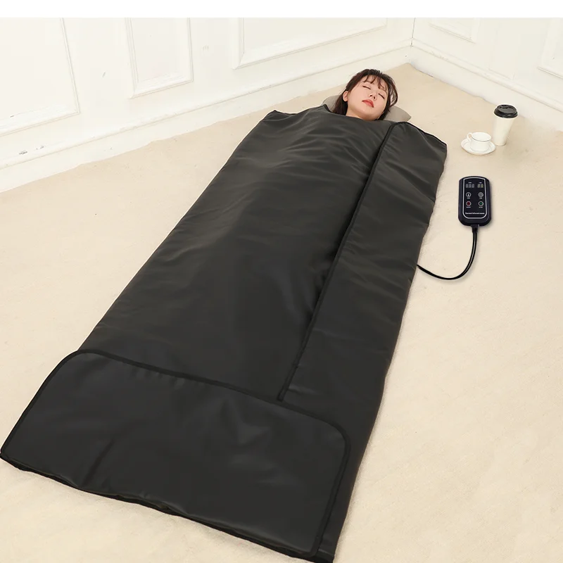 Black Low Emf Far Infrared Heating Sauna Blanket For Sweating And Weight Loss