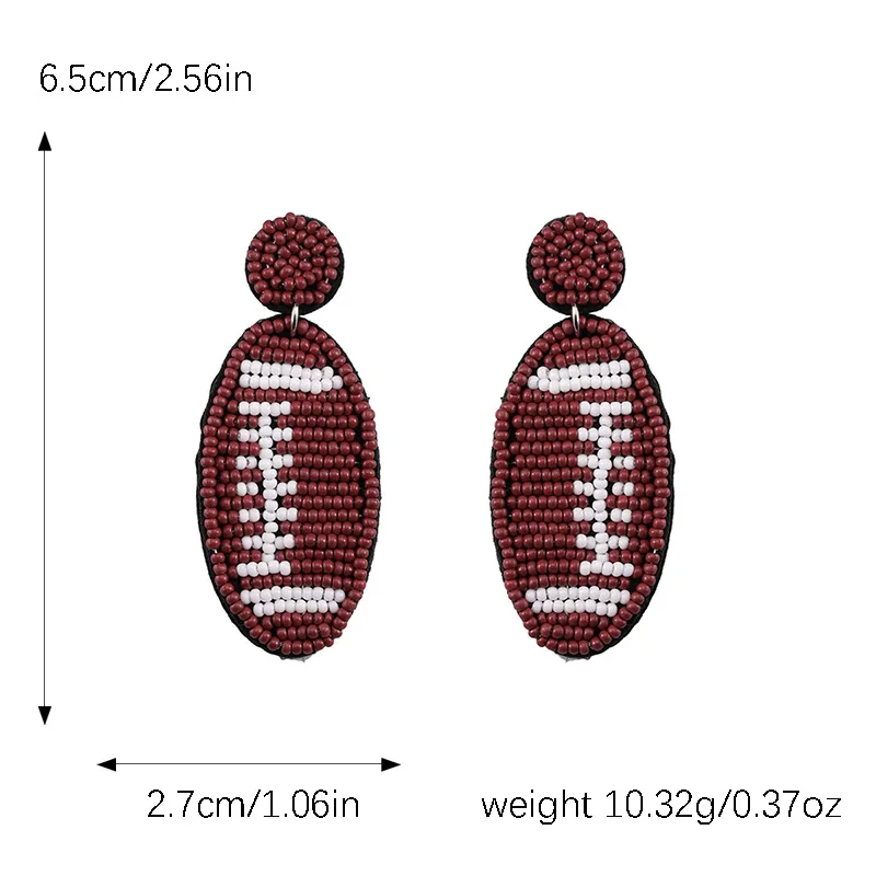 Custom Game Day Seed Beads Rugby Team Party American Football Drop Earrings Jewelry for women