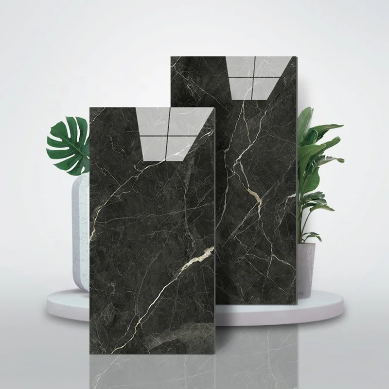 1200x2400x9mm Tv Wall Panel Black Chinese Marble Tiles Slab Full Body Porcelain Tiles Living Room Black White Ceramic Tile