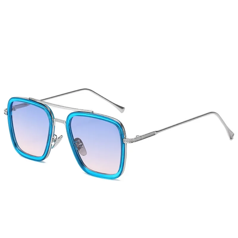 Fashion Tony Stark Square Sunglasses Men Brand Design Sun Glasses Oculos Retro male iron Man