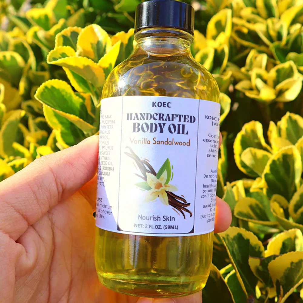 KOEC Handcrafted Vanilla Sandalwood Body Oil For Smooth and Silky Skin Moisturizer Fragrance Body Care Accept Customized Logo