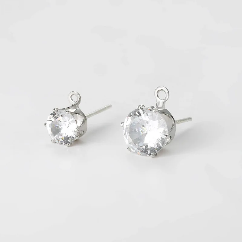Zircon Stud Earrings 925 Silver Needle Color Preservation Electroplating Earrings Ear Pin Jewelry Accessories Handmade DIY Earri