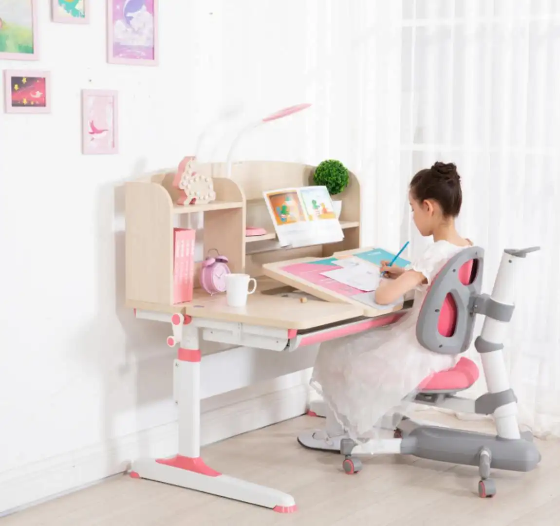 GMYD F120 Height adjustable children multifunction study table for kids
