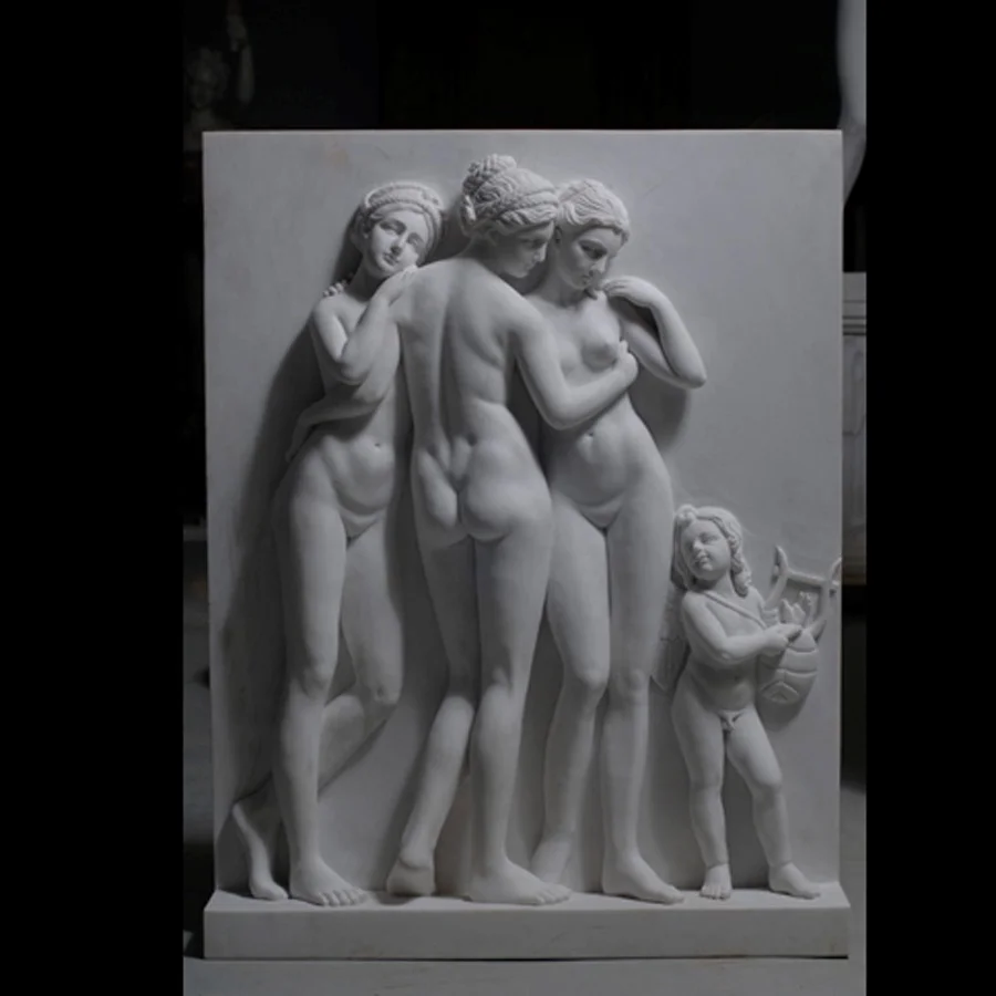 Indoor Decoration Marble Life Size Modern Naked Lady Statue Relief Wall Sculpture