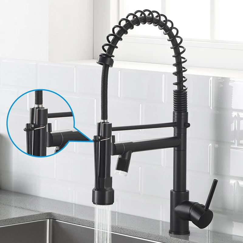 Commercial 360 degree kitchen faucet aerator,Black kitchen mixer faucet,LED kitchen faucet pull down spray