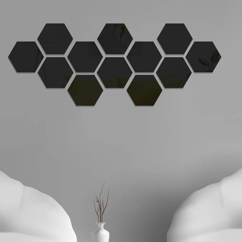 hexagon acrylic mirror wall sticker three-dimensional self-adhesive wall sticker home decoration wall sticker