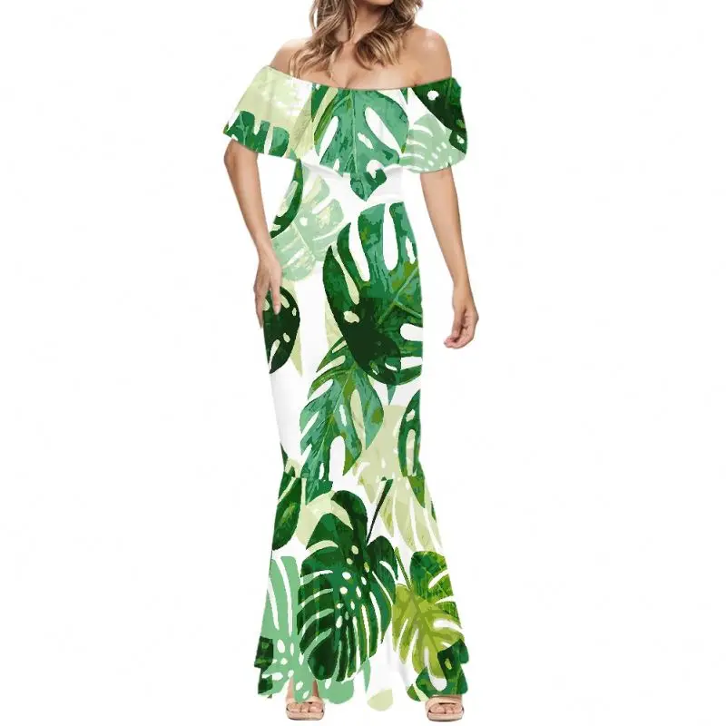 fishtail evening dresses new model Polynesia Tribal Printed Puletasi Maxi Dresses Women Wholesale Bodycon Dress Women