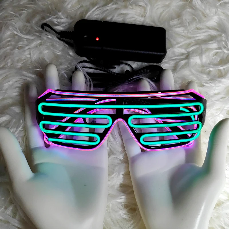 Light up El Wire Neon Rave Glasses Glow Flashing LED Sunglasses Costumes For Party, EDM, Halloween