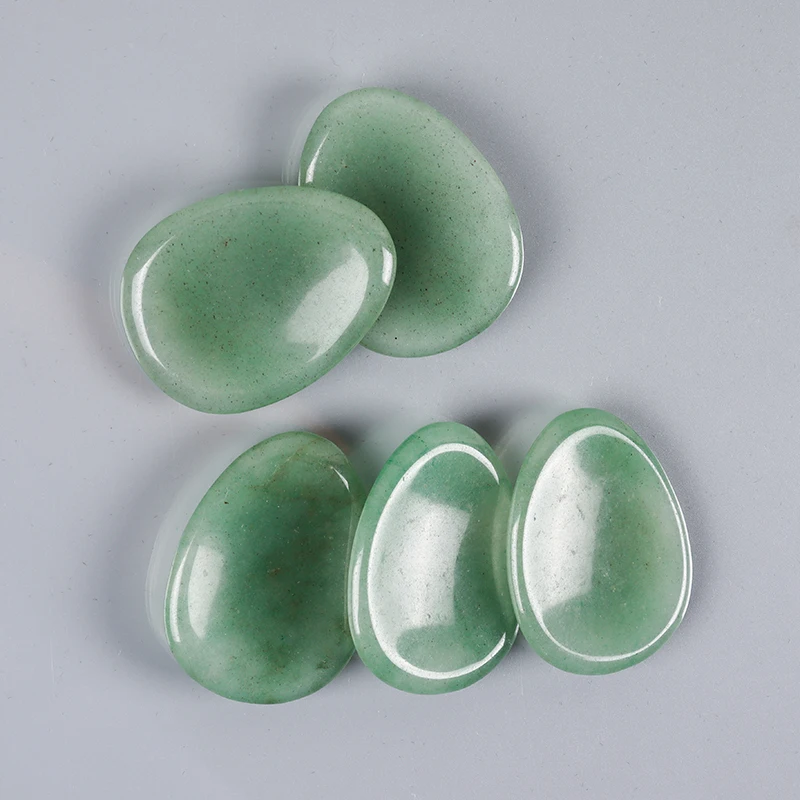 Wholesale Natural Aventurine Gemstone Carved Oval Thumb Stone Hand Massage Skin Care Body Healing Palm Stone Chakra Home Decor