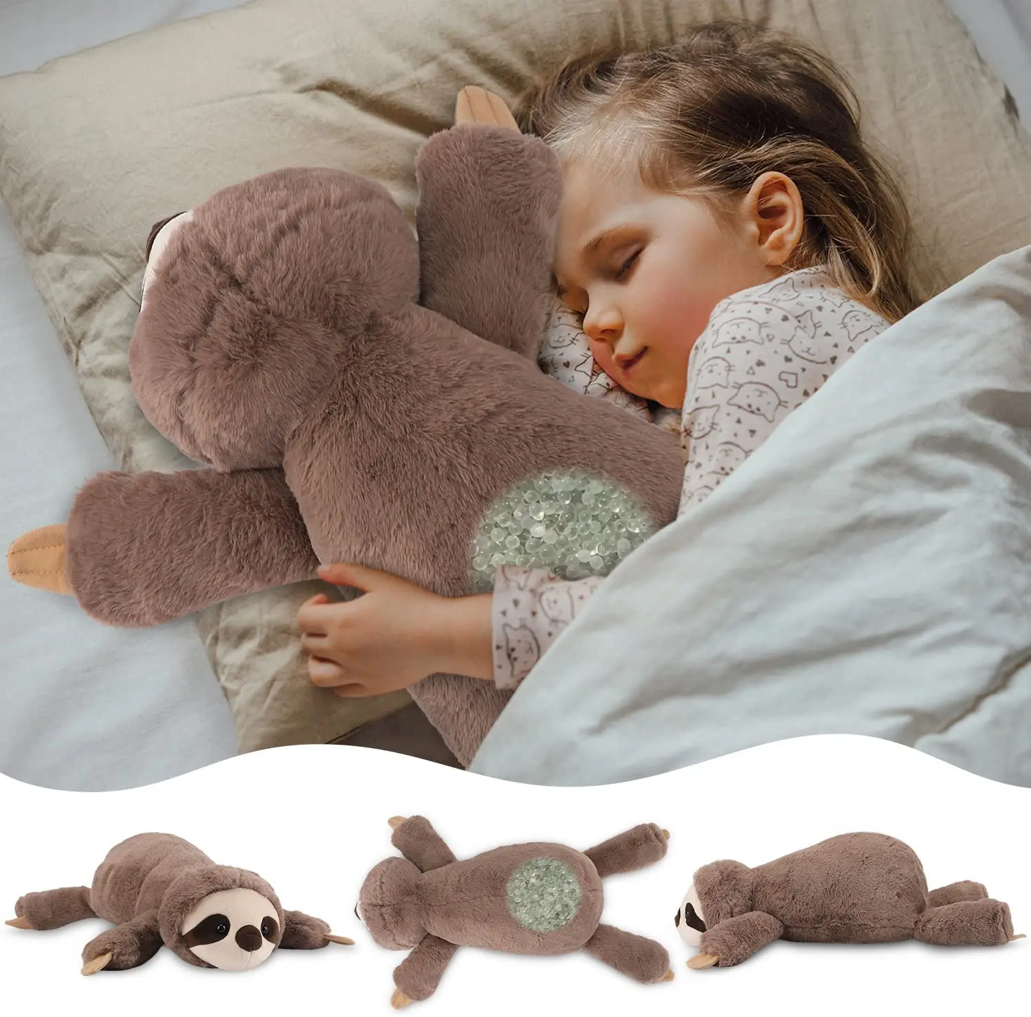 2023 new cpc certified gain weight and decompress plush toys customized cute soft weighted sloth plush toy for kids anxiety