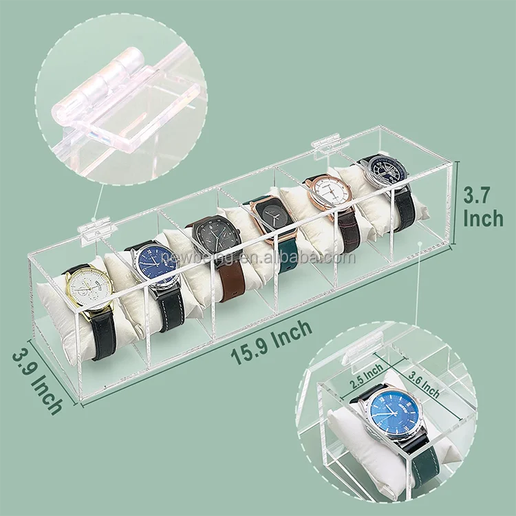 6 Slot Watch Display Organizer With Clear Acrylic