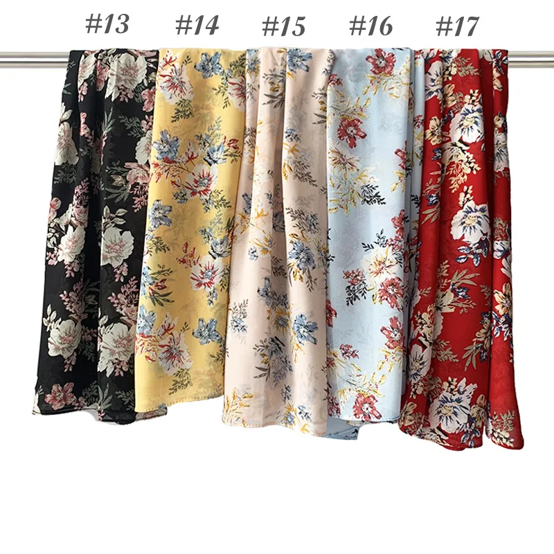 Hot Selling Muslim Women Tudung Breathable Soft Floral Wraps Head Scarf Luxury Printed Chiffon Hijabs