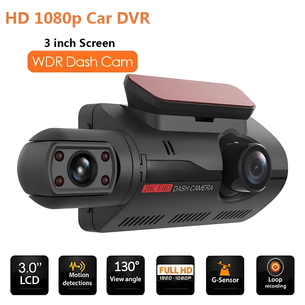 Dual Lens Dash Cam Car DVR Front and Inside Camera Video Driving Recorder Parking Monitor Night Vision G-Sensor 1080P