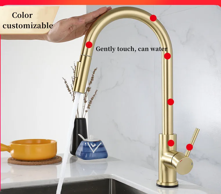 China Sanitary Ware Golden Color Brushed Designer Luxury Gold Kitchen Faucet