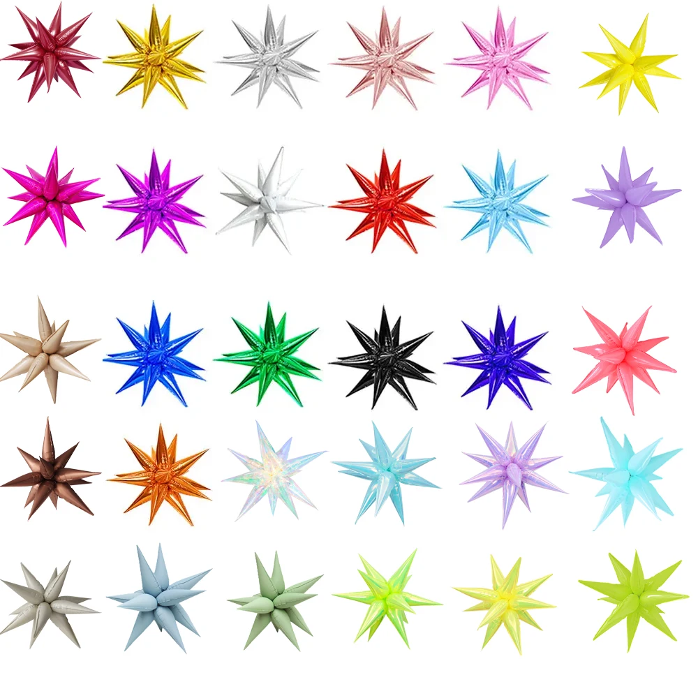CYmylar 12 pcs point star balloon Starburst Cone Mylar Balloons Spike Explosion Star Foil Balloons globos