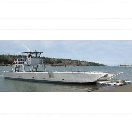 37ft aluminum landing boat for fish farm work with crane
