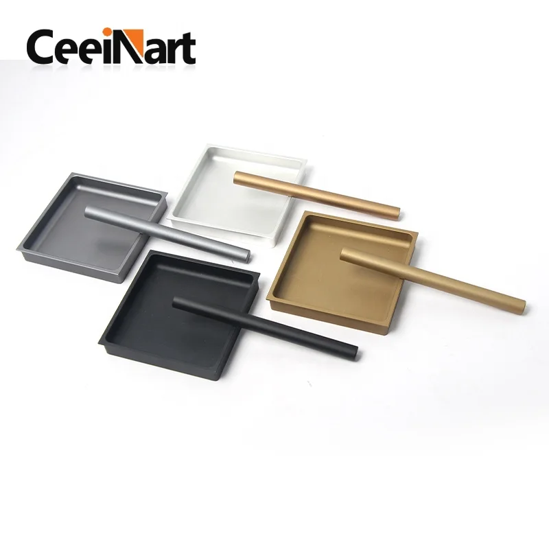 Square Aluminum Alloy Hidden Buckle Handle Square Box Light Luxury Simple for Kitchen Wardrobe Cabinet Door Handle