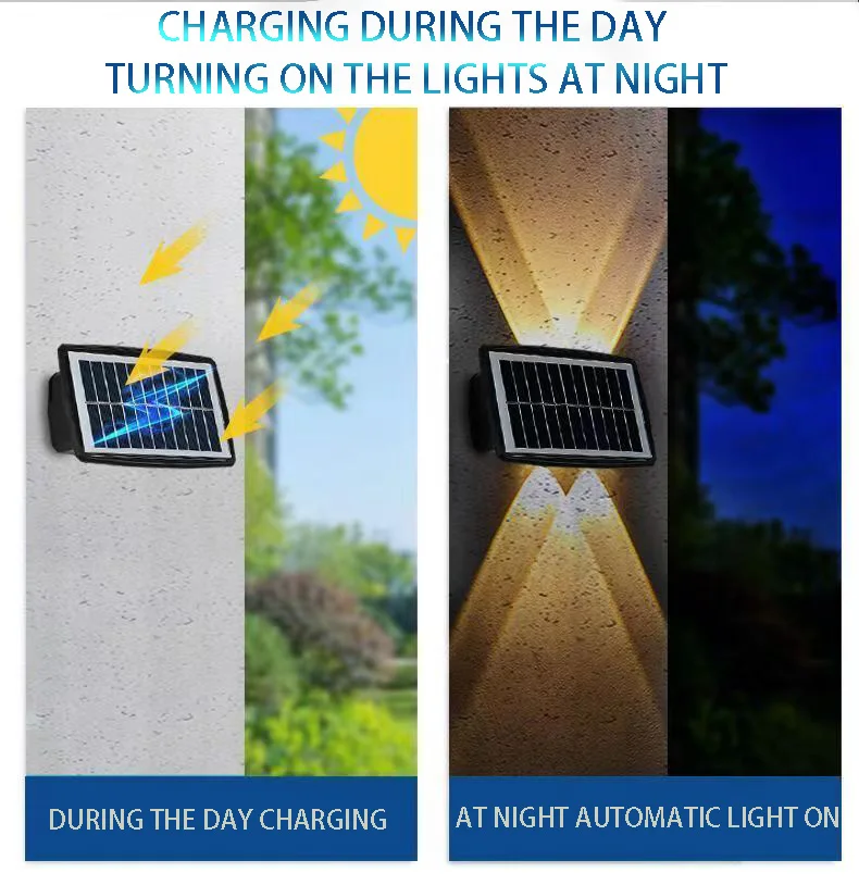 Led Square Modern Outdoor Wall Lamps Light Led Waterproof Ip65 High Quality Outdoor Up Down Lighting solar wall light