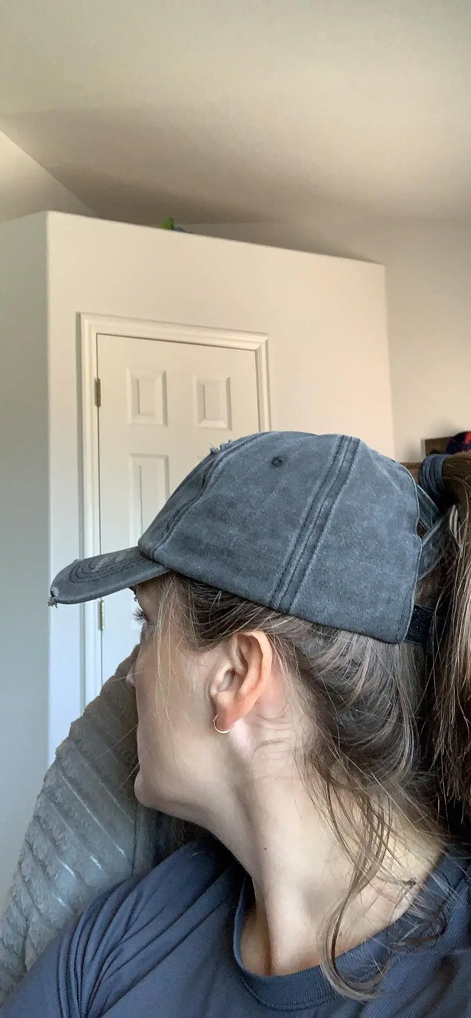 Womens  Cross Ponytail Baseball Caps Adjustable High Messy Bun Ponycap Quick Drying Hat