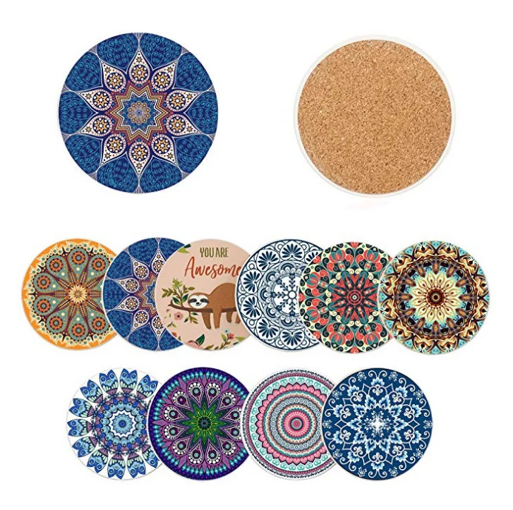 Manufacturers direct selling cork coasters hand-printed custom coasters wood products processing plant heat insulation pad