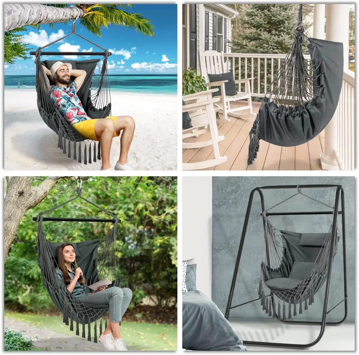 Garden Outdoor Canvas Hanging Hammock Chair Swing Hammock Chair